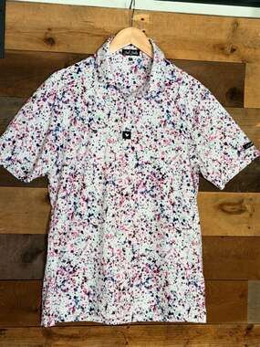 Bad Birdie Men's Paint Splatter Golf Polo Shirt Size M